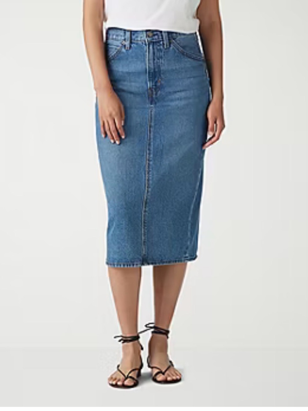 NWT Levi's Classic Blue Denim Midi Pencil Skirt jeans size 26 small